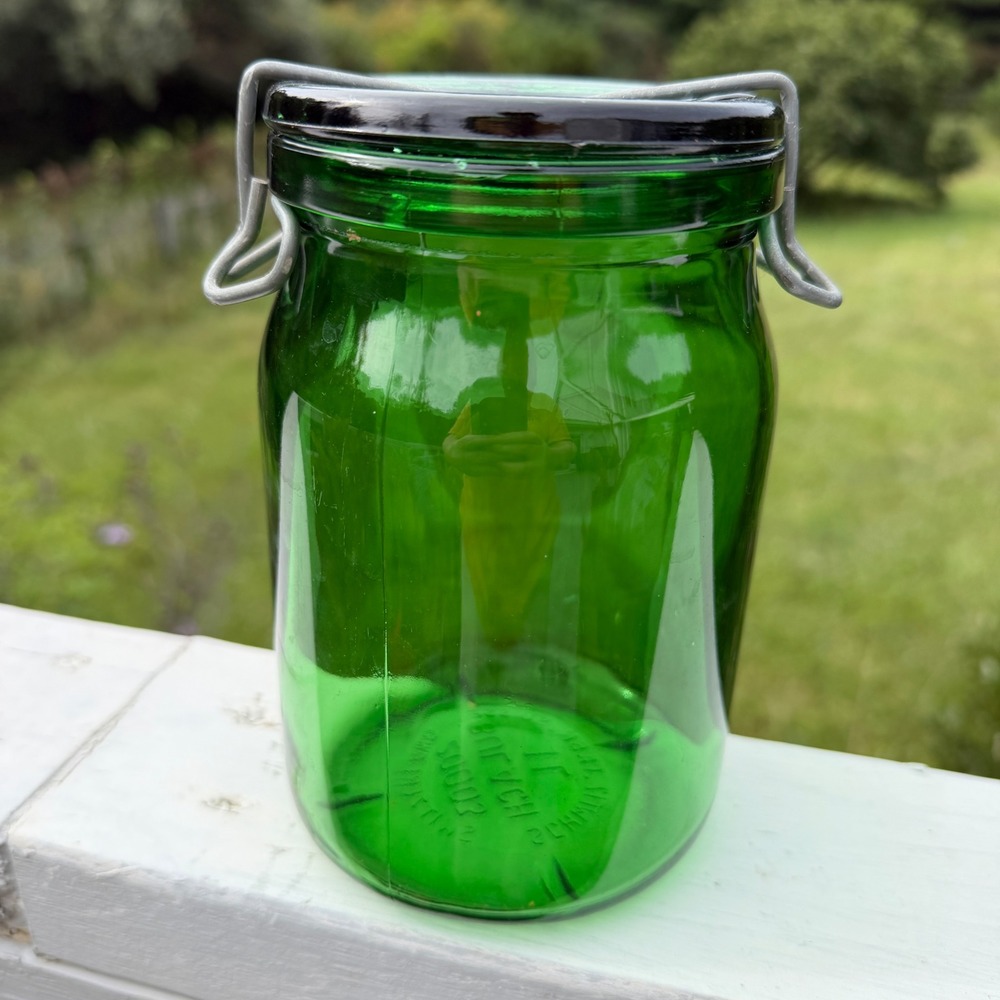 Bulach Universal Glass Canning Jar 1L Green Swiss Made Wire Bail Closure